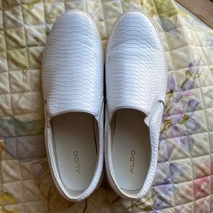 White Slip on Leather Shoes Aldo